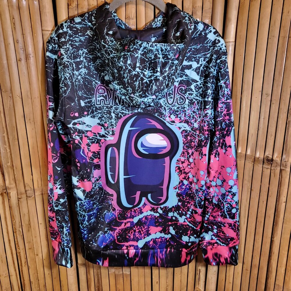 Among Us Kid's Hoodie Sweatshirt Medium Paint Splatter NEW - Picture 4 of 8
